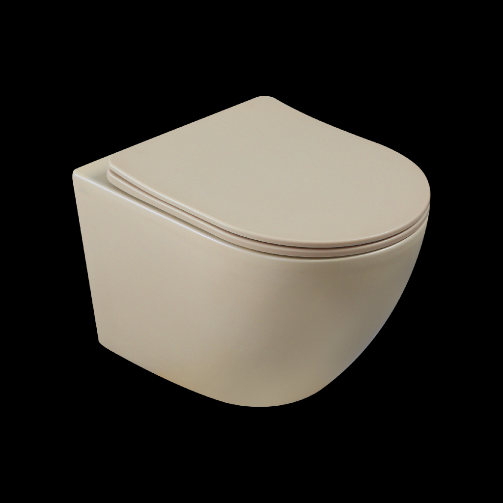 Invena Tavro, závesná misa 490 x 360 x 350 mm + WC sedadlo, QFS, béžová-cappuccino, INV-CE-71-008-Y