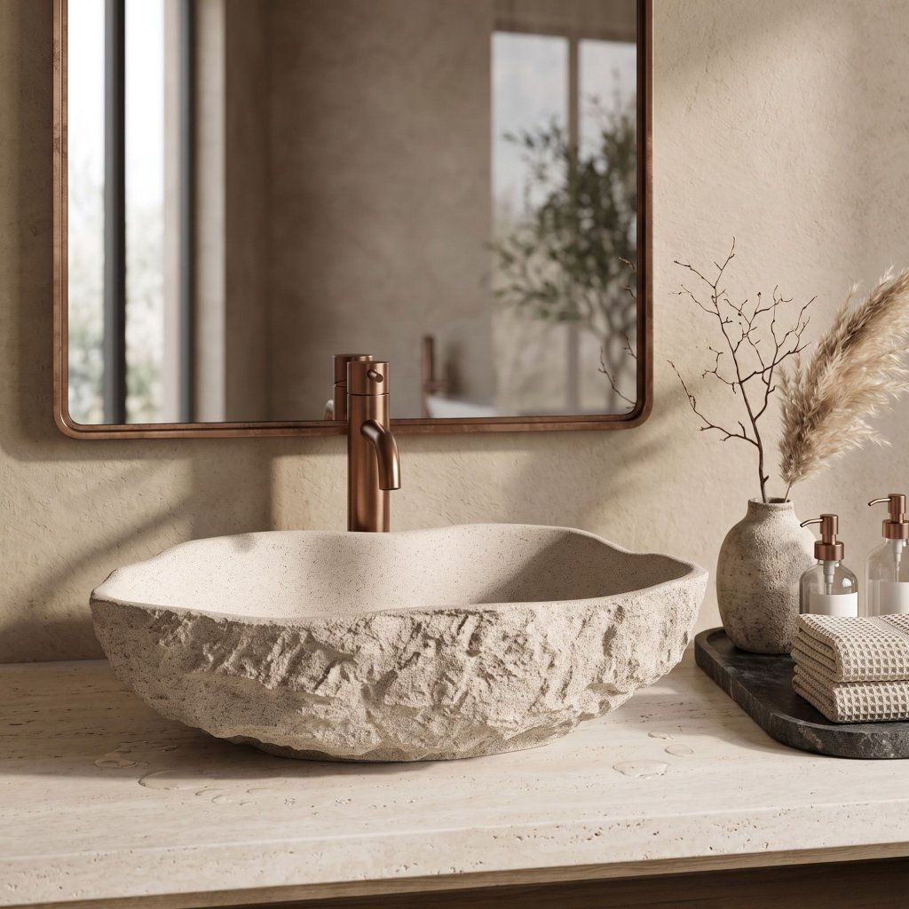 Rea Isla Warm Beige umývadlo na dosku – detail faktúry